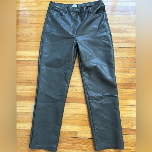 Wilfred Pants - Aritzia Wilfred Melina Vegan Leather Gray Sz 16 *30” inseam Excellent Condition